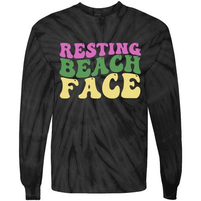 Resting Beach Face Funny Summer Vacation Tie-Dye Long Sleeve Shirt