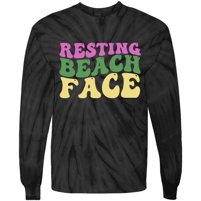 Resting Beach Face Funny Summer Vacation Tie-Dye Long Sleeve Shirt