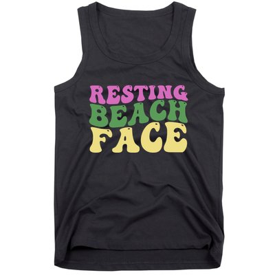 Resting Beach Face Funny Summer Vacation Tank Top