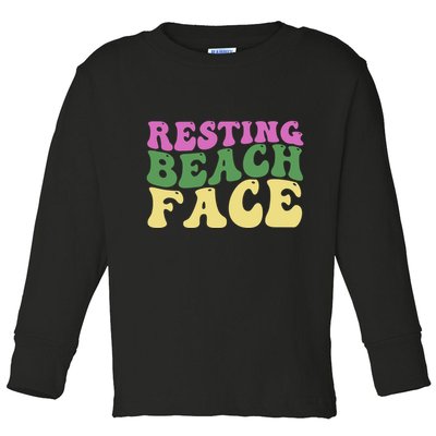 Resting Beach Face Funny Summer Vacation Toddler Long Sleeve Shirt