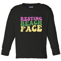 Resting Beach Face Funny Summer Vacation Toddler Long Sleeve Shirt