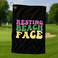 Resting Beach Face Funny Summer Vacation Golf Towel