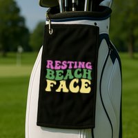 Resting Beach Face Funny Summer Vacation Golf Towel