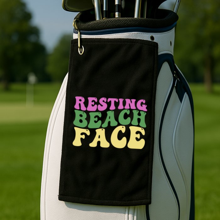 Resting Beach Face Funny Summer Vacation Golf Towel