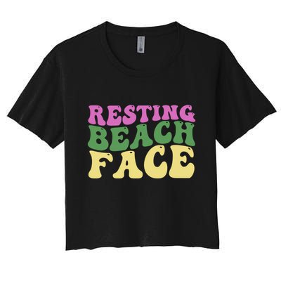 Resting Beach Face Funny Summer Vacation Crop Top