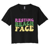Resting Beach Face Funny Summer Vacation Crop Top
