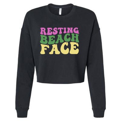 Resting Beach Face Funny Summer Vacation Cropped Pullover Crew