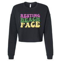 Resting Beach Face Funny Summer Vacation Cropped Pullover Crew