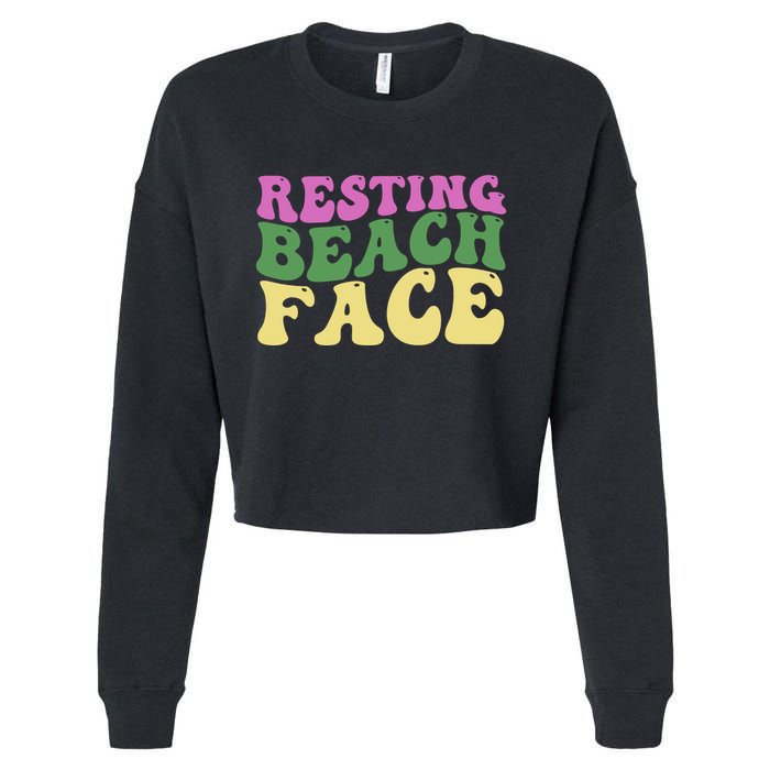 Resting Beach Face Funny Summer Vacation Cropped Pullover Crew