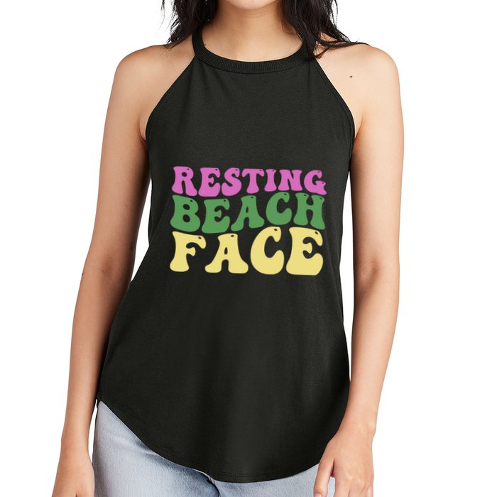 Resting Beach Face Funny Summer Vacation Women's Perfect Tri Rocker Tank