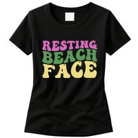 Resting Beach Face Funny Summer Vacation Womens T-Shirt