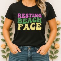 Resting Beach Face Funny Summer Vacation Womens T-Shirt