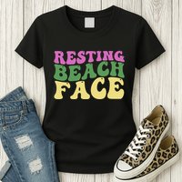 Resting Beach Face Funny Summer Vacation Womens T-Shirt