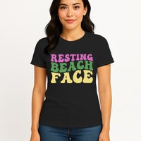 Resting Beach Face Funny Summer Vacation Womens T-Shirt