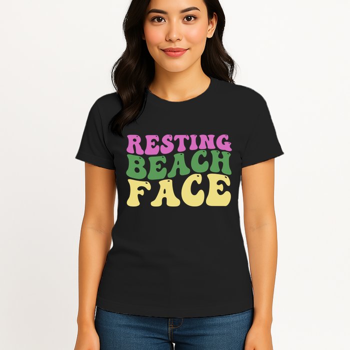 Resting Beach Face Funny Summer Vacation Womens T-Shirt