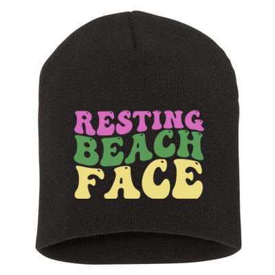 Resting Beach Face Funny Summer Vacation Short Acrylic Beanie