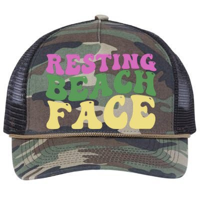 Resting Beach Face Funny Summer Vacation Retro Rope Trucker Hat Cap