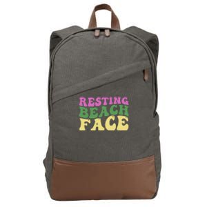 Resting Beach Face Funny Summer Vacation Cotton Canvas Backpack