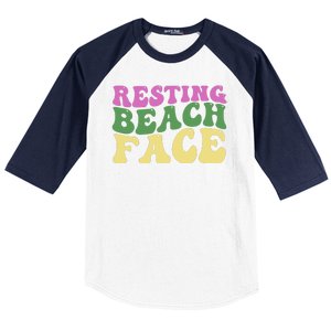 Resting Beach Face Funny Summer Vacation Baseball Sleeve Shirt