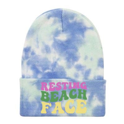 Resting Beach Face Funny Summer Vacation Tie Dye 12in Knit Beanie