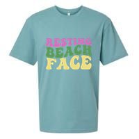 Resting Beach Face Funny Summer Vacation Sueded Cloud Jersey T-Shirt