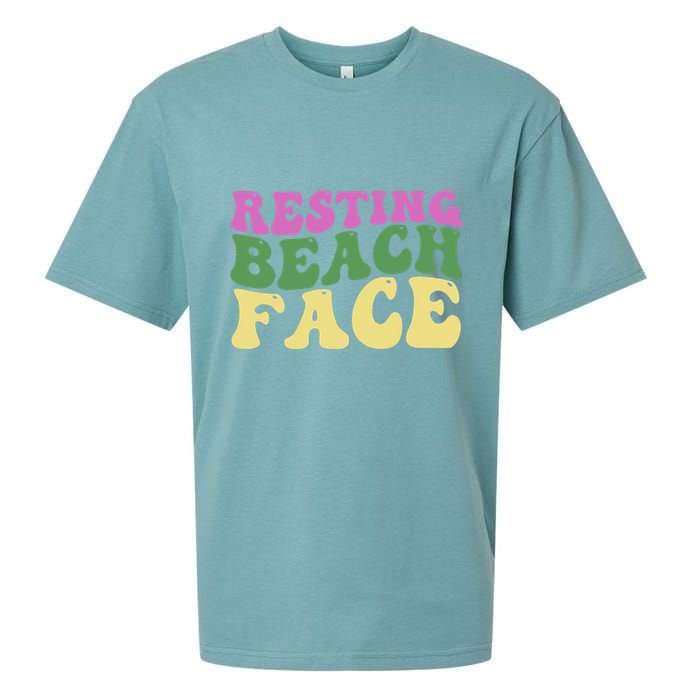 Resting Beach Face Funny Summer Vacation Sueded Cloud Jersey T-Shirt