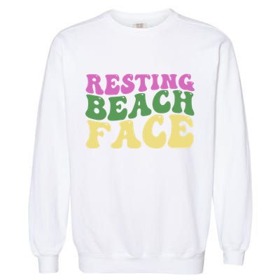 Resting Beach Face Funny Summer Vacation Garment-Dyed Sweatshirt
