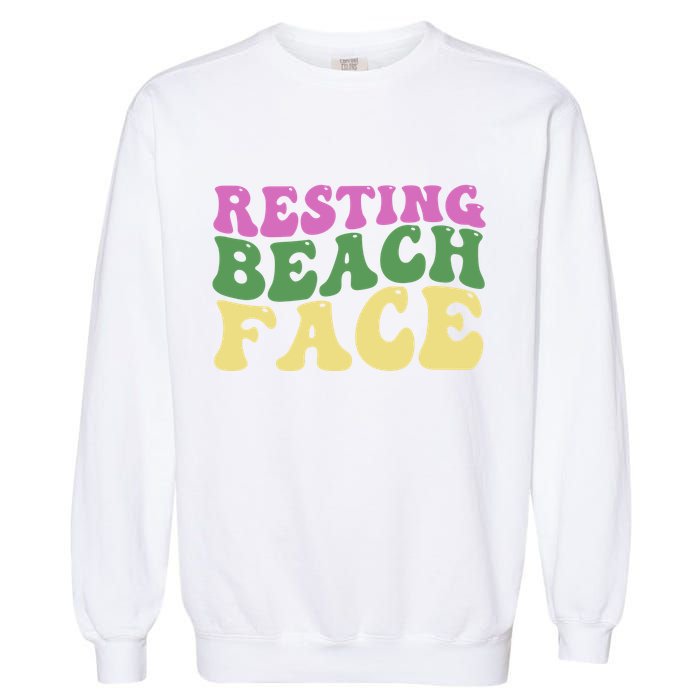 Resting Beach Face Funny Summer Vacation Garment-Dyed Sweatshirt