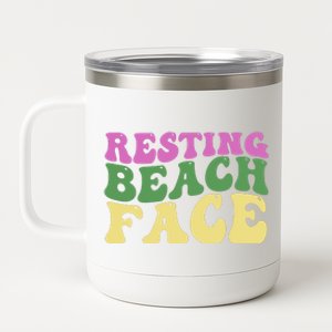 Resting Beach Face Funny Summer Vacation 12 oz Stainless Steel Tumbler Cup