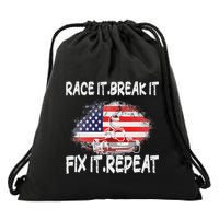 Race Break Fix Repeat Go Kart Cart Racer Gokart Racing Drawstring Bag