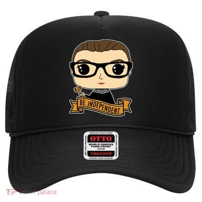 RBG Be Independent Cartoon Ruth Ginsburg High Crown Mesh Back Trucker Hat