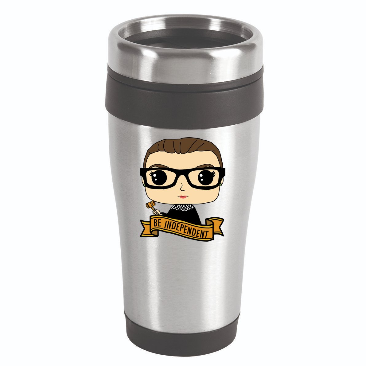 RBG Be Independent Cartoon Ruth Ginsburg 16oz Travel Tumbler