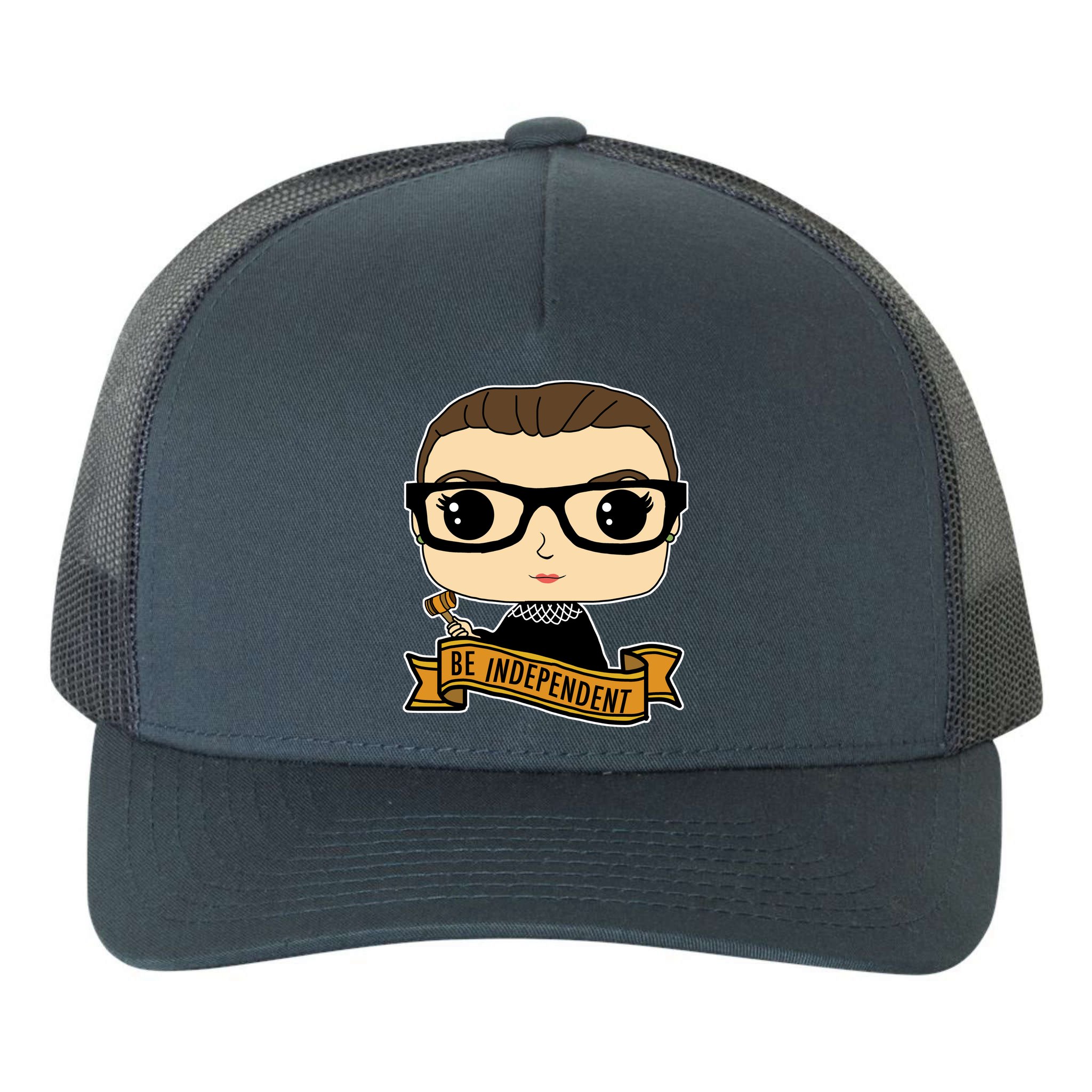 RBG Be Independent Cartoon Ruth Ginsburg Yupoong Adult 5-Panel Trucker Hat