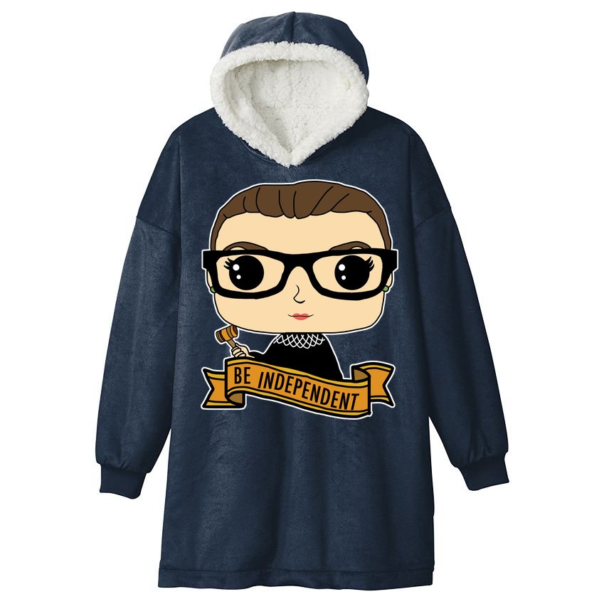 RBG Be Independent Cartoon Ruth Ginsburg Hooded Wearable Blanket