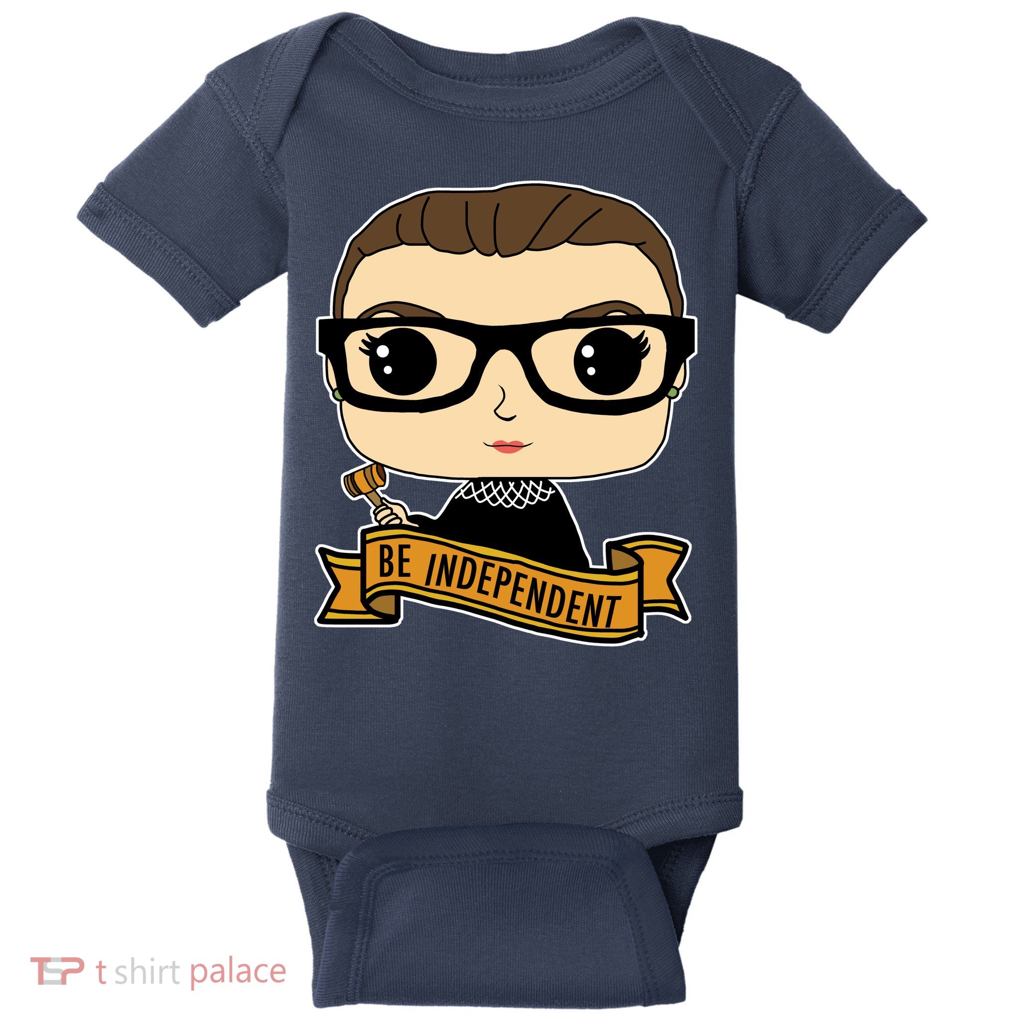 RBG Be Independent Cartoon Ruth Ginsburg Baby Bodysuit