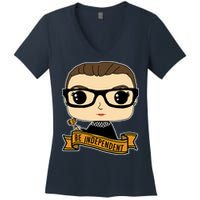 RBG Be Independent Cartoon Ruth Ginsburg Women's V-Neck T-Shirt
