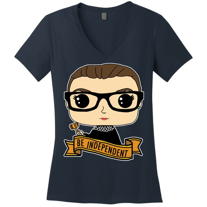 RBG Be Independent Cartoon Ruth Ginsburg Women's V-Neck T-Shirt