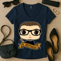 RBG Be Independent Cartoon Ruth Ginsburg Women's V-Neck T-Shirt