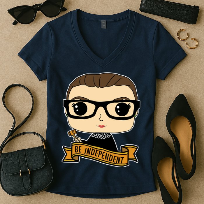 RBG Be Independent Cartoon Ruth Ginsburg Women's V-Neck T-Shirt