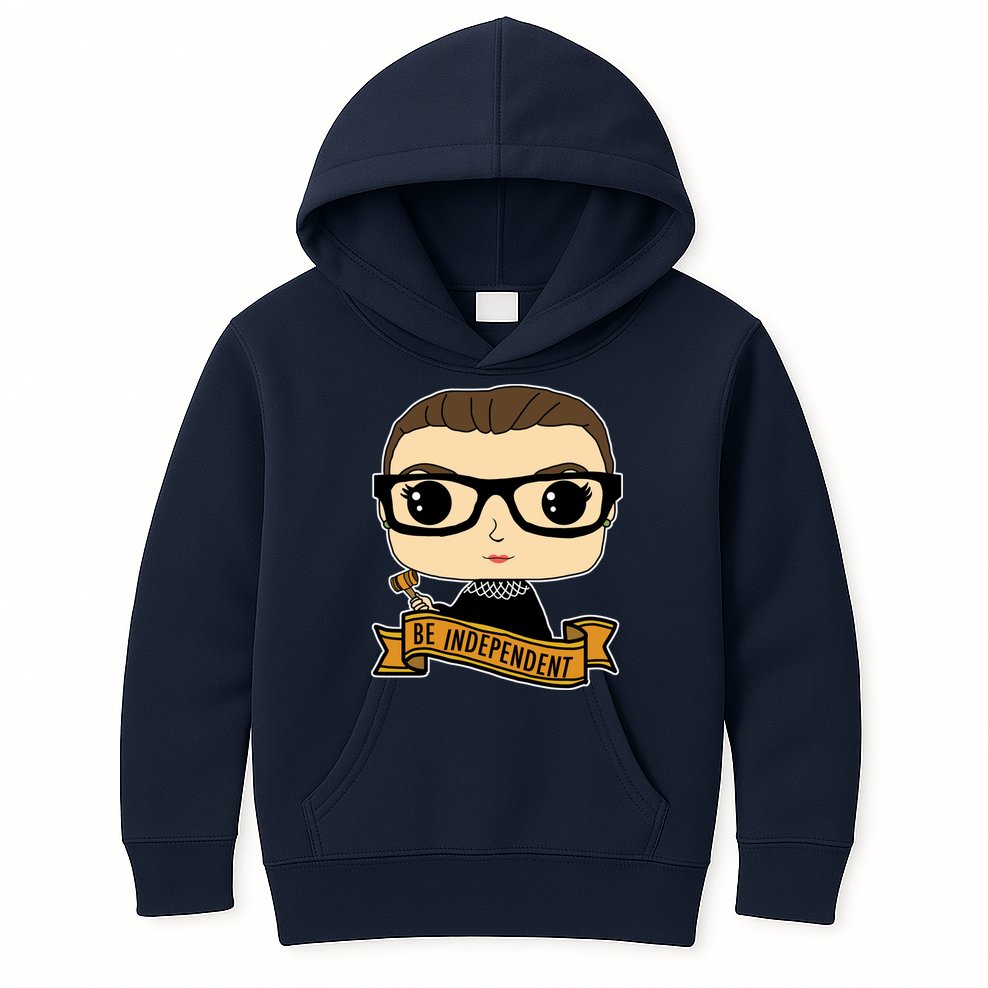 RBG Be Independent Cartoon Ruth Ginsburg Kids Hoodie