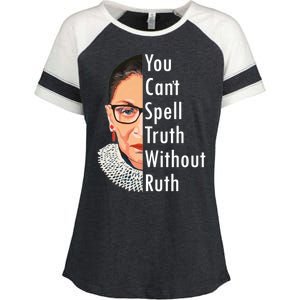 RBG Can't Spell Truth With Ruth Ginsburg Supreme Enza Ladies Jersey Colorblock Tee