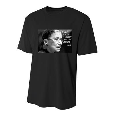 RBG Fight for the Things You Care About fff Youth Performance Sprint T-Shirt