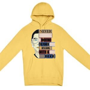 RBG Never Underestimate Power of Girl With Book Premium Pullover Hoodie