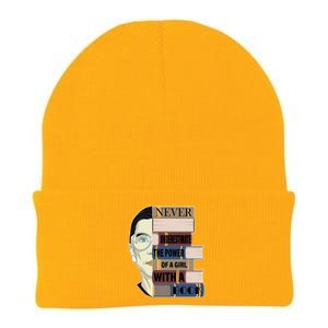 RBG Never Underestimate Power of Girl With Book Knit Cap Winter Beanie