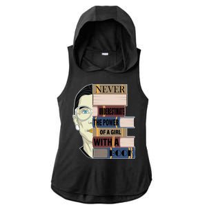 RBG Never Underestimate Power of Girl With Book Ladies PosiCharge Tri-Blend Wicking Draft Hoodie Tank