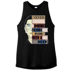 RBG Never Underestimate Power of Girl With Book Ladies PosiCharge Tri-Blend Wicking Tank