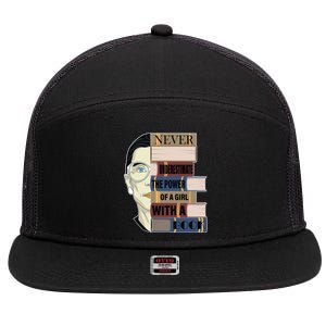 RBG Never Underestimate Power of Girl With Book 7 Panel Mesh Trucker Snapback Hat