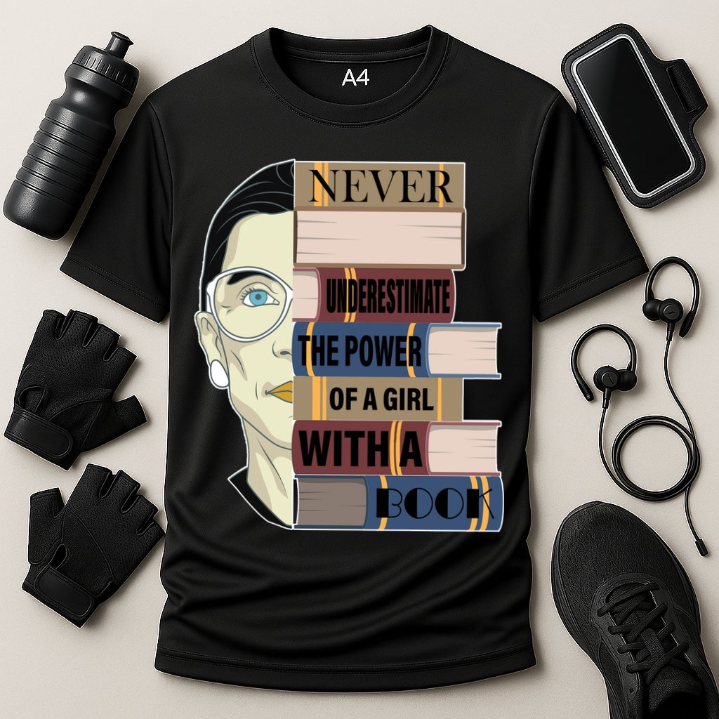 RBG Never Underestimate Power of Girl With Book Cooling Performance Crew T-Shirt
