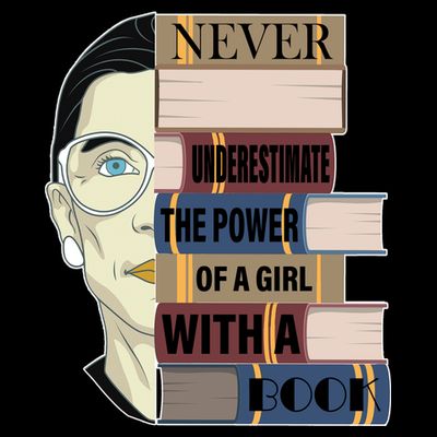 RBG Never Underestimate Power of Girl With Book T-Shirt