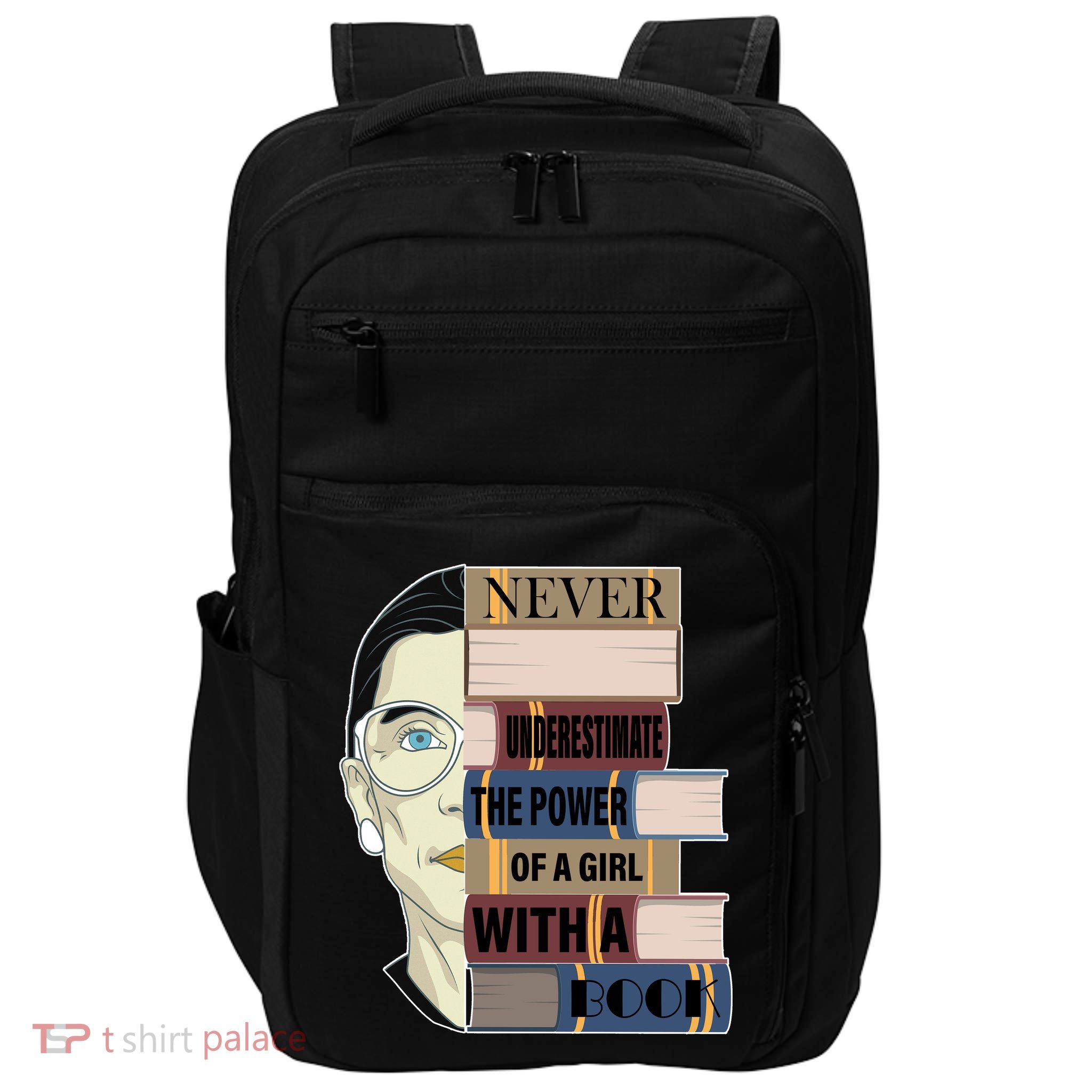 RBG Never Underestimate Power of Girl With Book Impact Tech Backpack